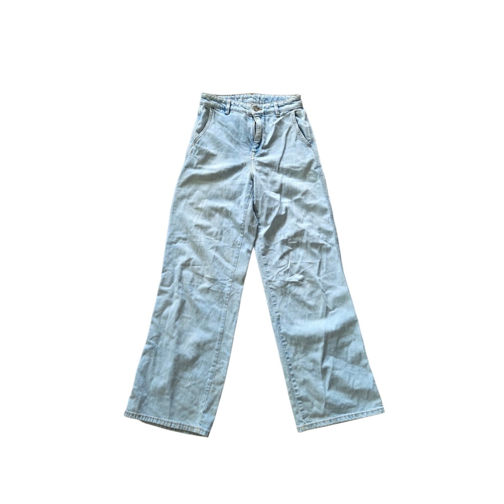 Wide Leg Jeans High Rise Light Wash Minimalist 90s Y2K Straight Leg Denim 28
